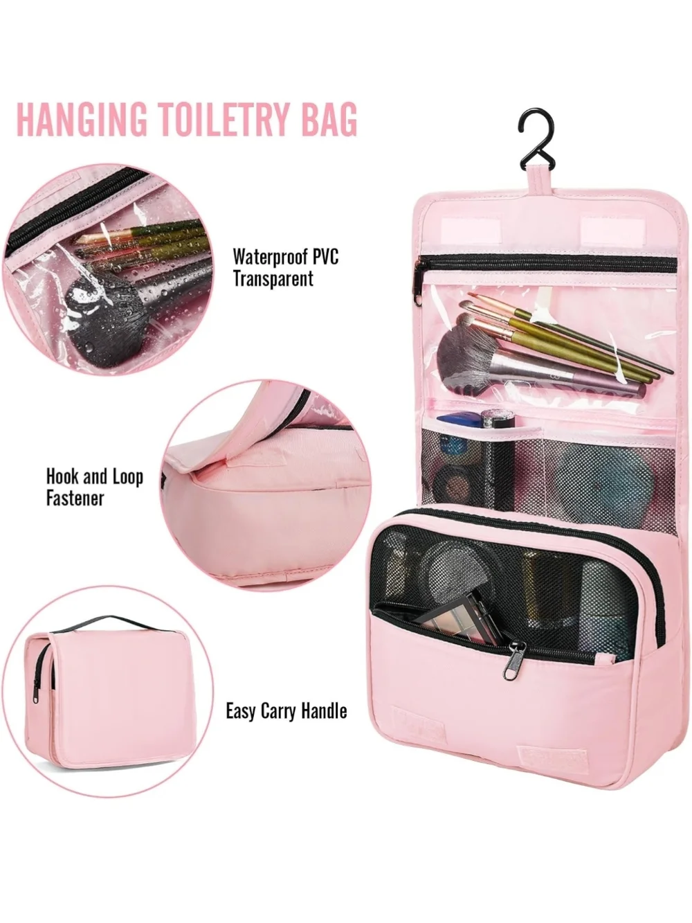 Pink Travel Packing Cubes and Toiletry Set with Hanging Organizer - Brand: